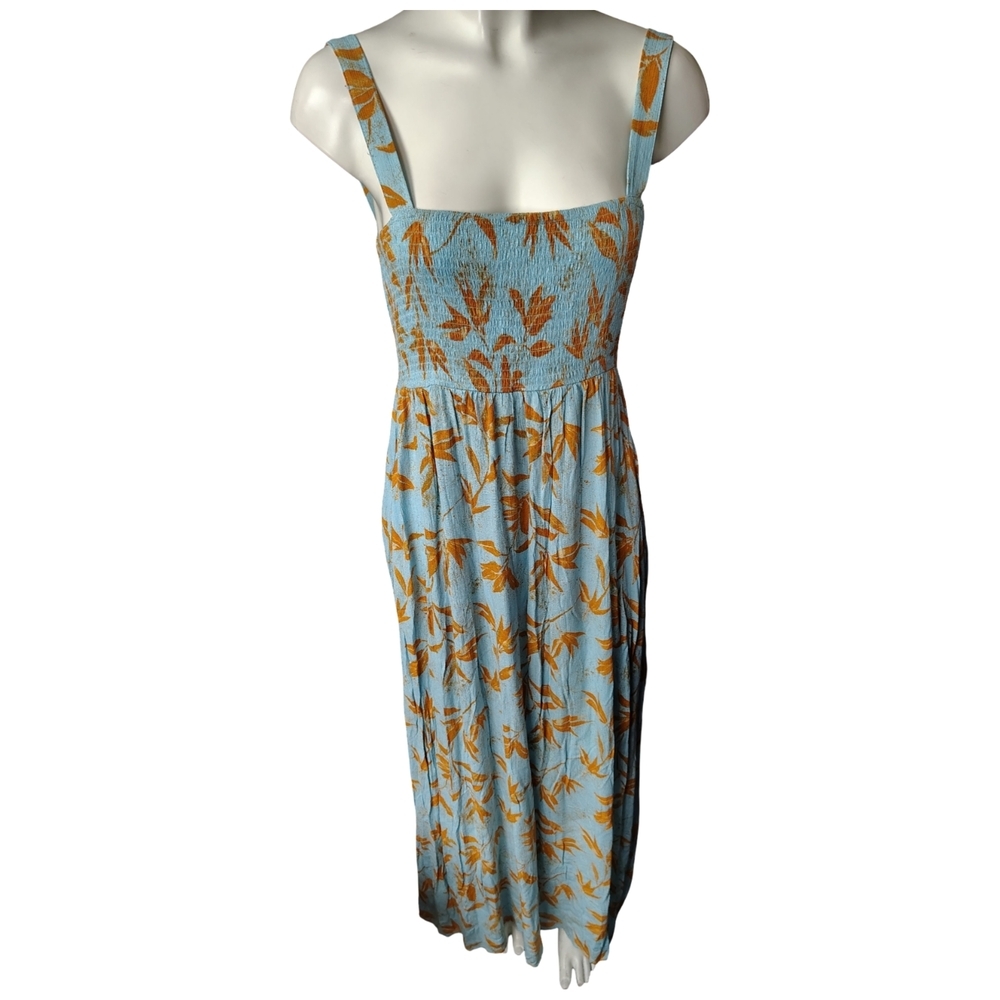Forever 21 Floral Midi Dress in Blue and Orange